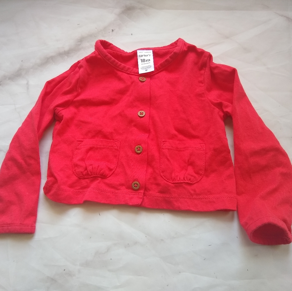 Carter's Red Lightweight Cardigan
